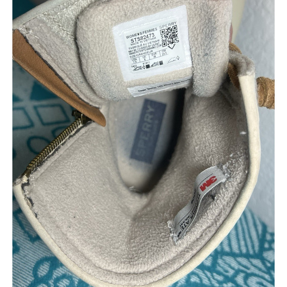 Women's Sperry SALTWATER Emboss‎ WOOL Duck Boots Off White Size 7.5 Sts82473 - Picture 10 of 12